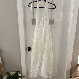 Reformation Bessi Dress White Halter Neck NWT W small flaw‎ Size 6 Bridal Cotton